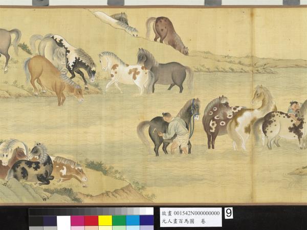 元人畫百馬圖  卷