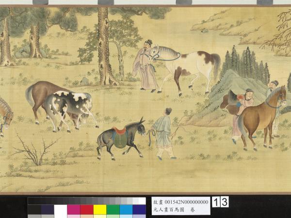 元人畫百馬圖  卷