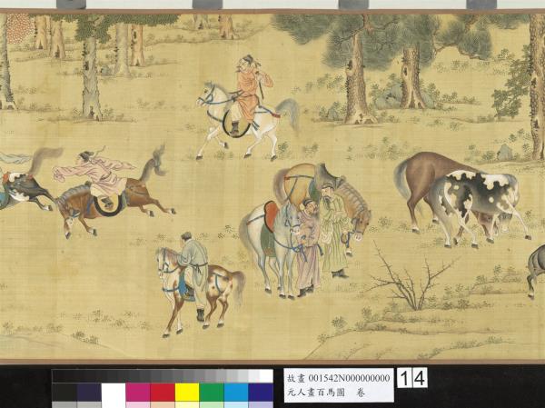 元人畫百馬圖  卷