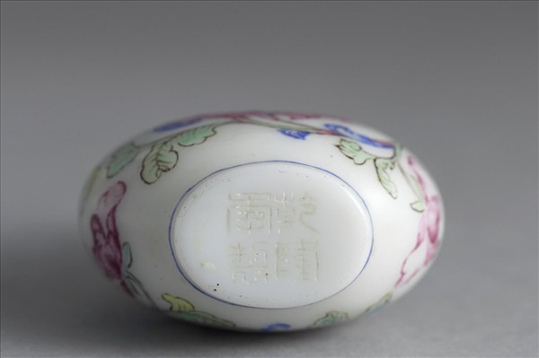 玻璃胎畫琺瑯轉枝花卉紋鼻煙壺