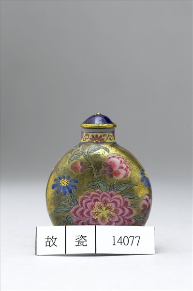 玻璃胎畫琺瑯金地花卉紋鼻煙壺