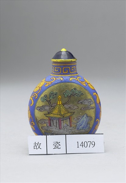 玻璃胎畫琺瑯瓊樓仙閣圖鼻煙壺