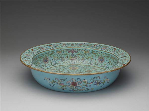 粉彩湖綠地福壽雙囍紋盆