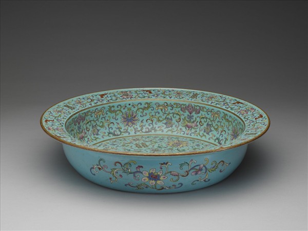 粉彩湖綠地福壽雙囍紋盆