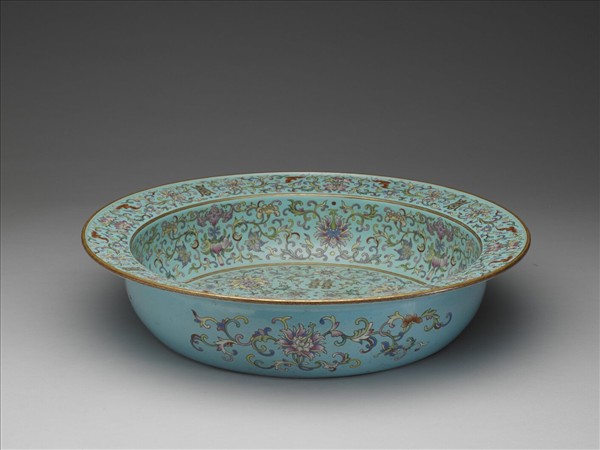 粉彩湖綠地福壽雙囍紋盆