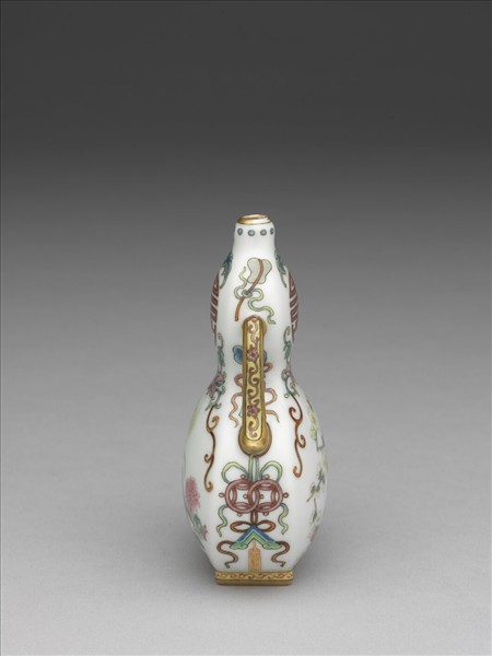 琺瑯彩花卉紋雙耳葫蘆扁瓶