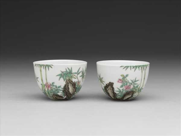 琺瑯彩綠竹詩意酒鍾