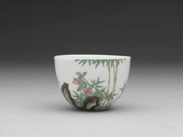 琺瑯彩綠竹詩意酒鍾