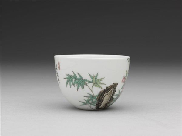 琺瑯彩綠竹詩意酒鍾