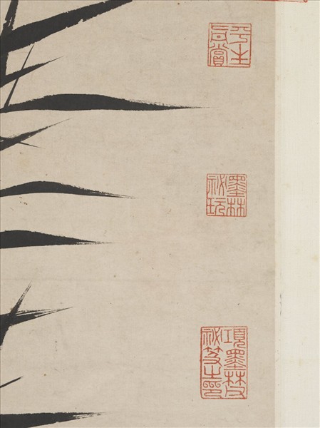 明夏昺畫修筠拳石　軸