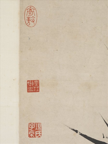 明夏昺畫修筠拳石　軸