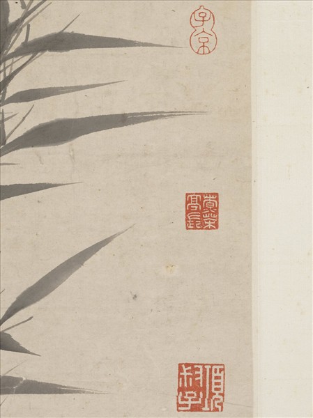 明夏昺畫修筠拳石　軸