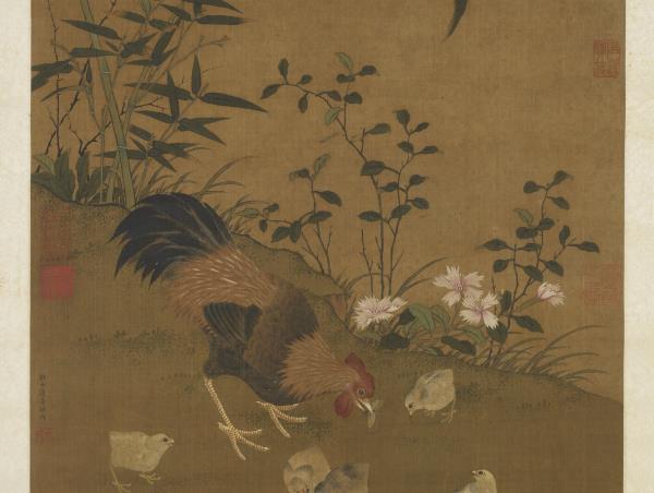 明邊文進分哺圖　軸