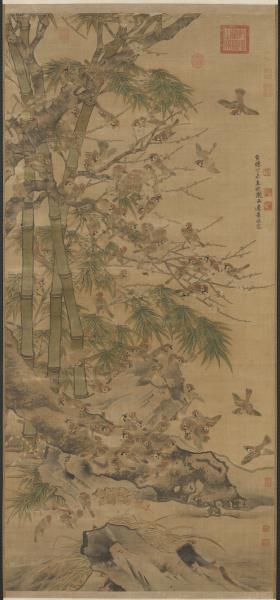 明邊文進花鳥　軸