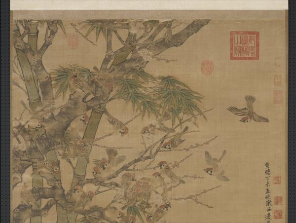 明邊文進花鳥　軸