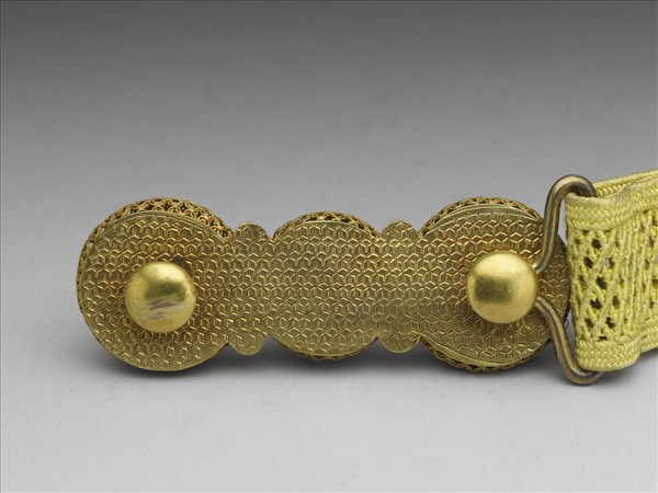 銅鍍金鑲黃晶碧璽帶扣