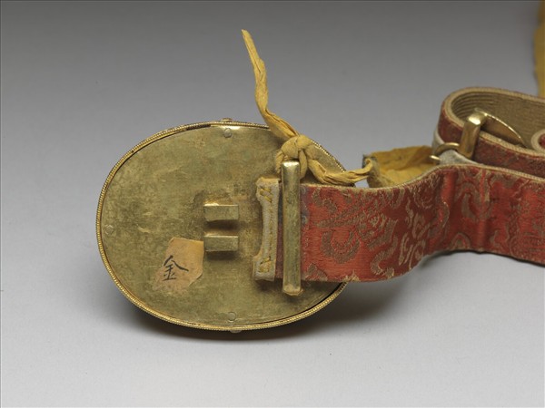 銀鍍金鑲松石珍珠帶扣