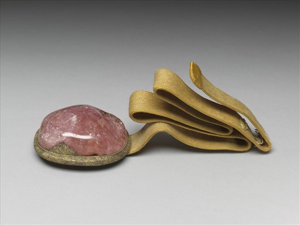 銅鍍金嵌碧璽帶扣涼帶