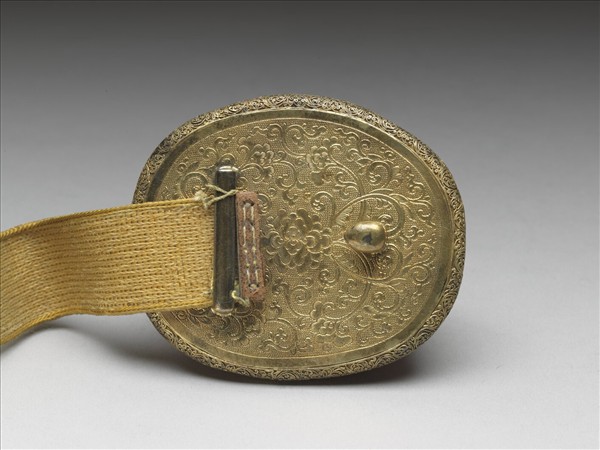 銅鍍金嵌碧璽帶扣涼帶