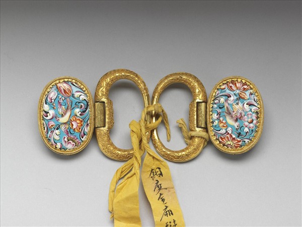 銅鍍金鑲琺瑯帶扣