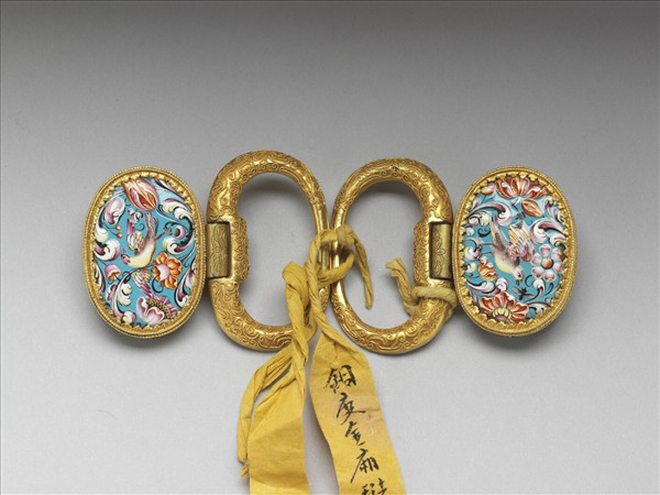銅鍍金鑲琺瑯帶扣