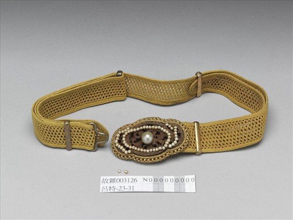 銀鍍金鑲茄楠珍珠帶扣