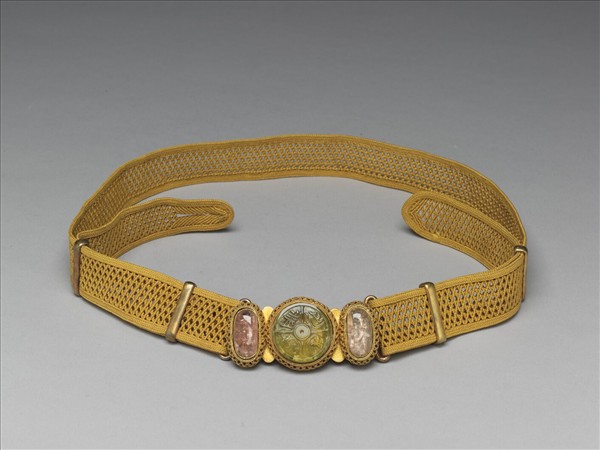 銀鍍金鑲碧璽帶扣