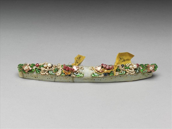 鑲珠翠寶石碧璽帽花