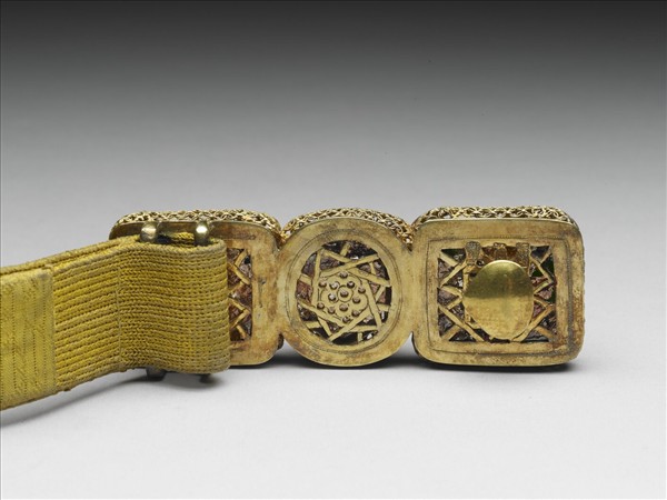 銀鍍金嵌翠玉碧璽帶扣