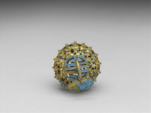 銅鍍金點翠百花團壽鈕子