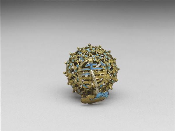 銅鍍金點翠百花團壽鈕子