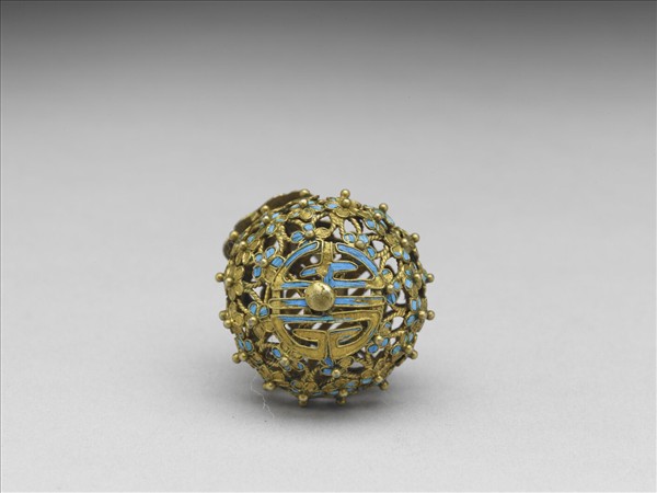 銅鍍金點翠百花團壽鈕子