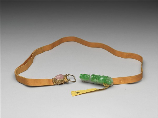 銀鍍金嵌碧璽帶扣