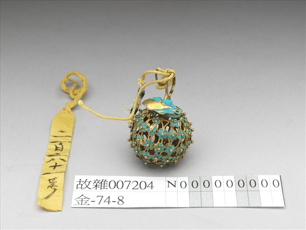 銅鍍金點翠百花團壽鈕子