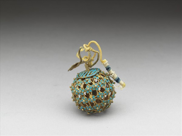 銅鍍金點翠百花團壽鈕子