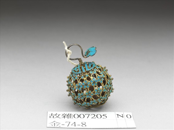 銅鍍金點翠百花團壽鈕子