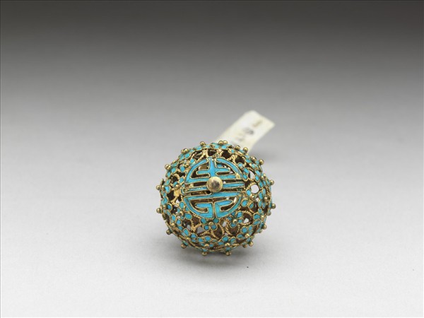 銅鍍金點翠百花團壽鈕子