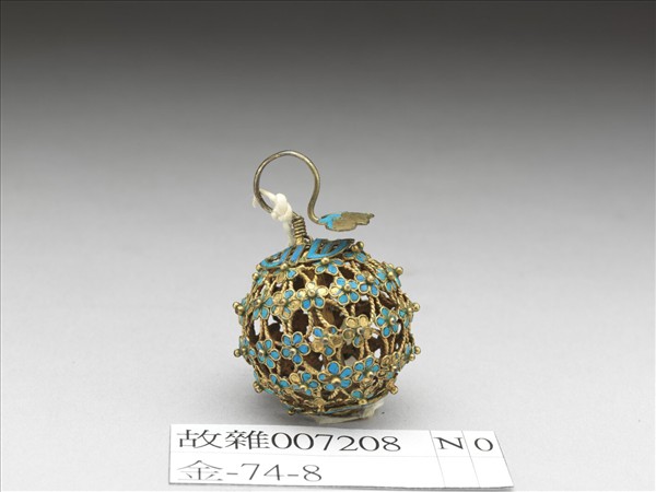 銅鍍金點翠百花團壽鈕子