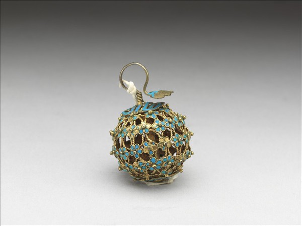 銅鍍金點翠百花團壽鈕子