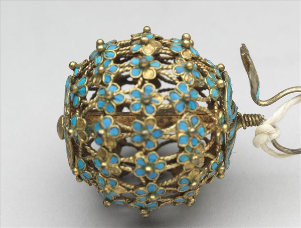 銅鍍金點翠百花團壽鈕子