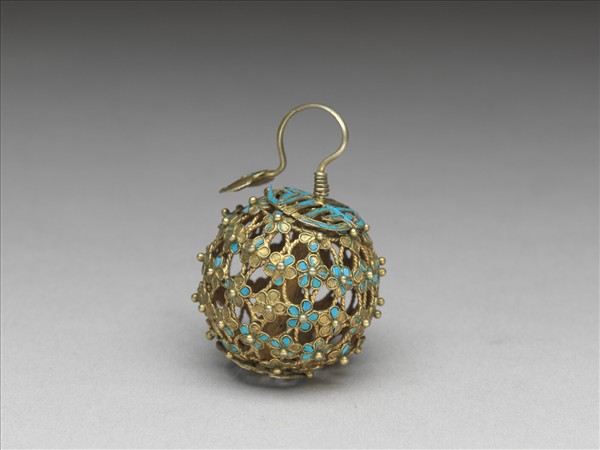 銅鍍金點翠百花團壽鈕子