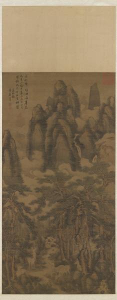 明戴進長松五鹿　軸