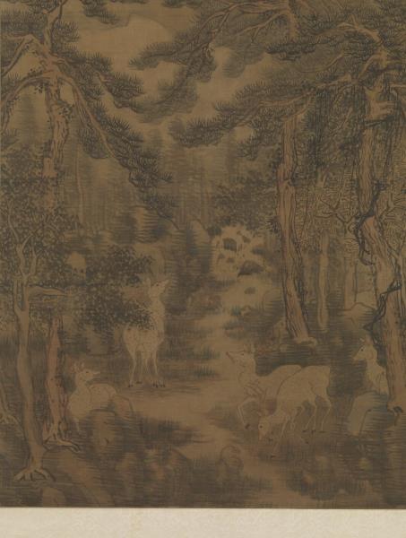 明戴進長松五鹿　軸