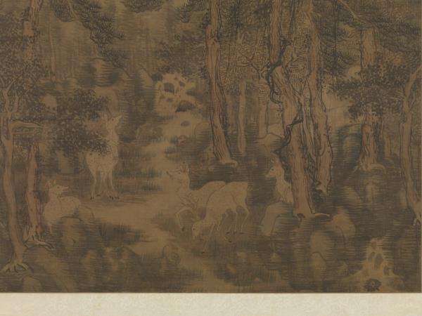 明戴進長松五鹿　軸