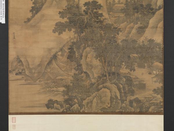 明馬軾春塢村居圖　軸