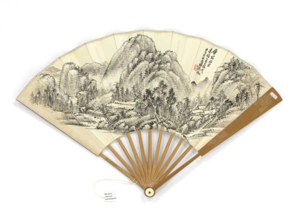 民國吳徵層巒秋爽丁佛言金文釋文　成扇　吳徵層巒秋爽