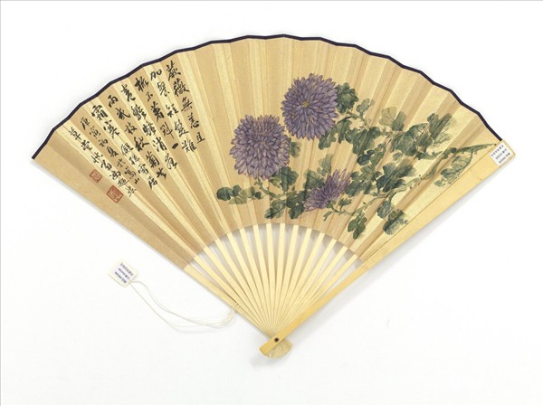 民國馮迥菊花并行書　成扇