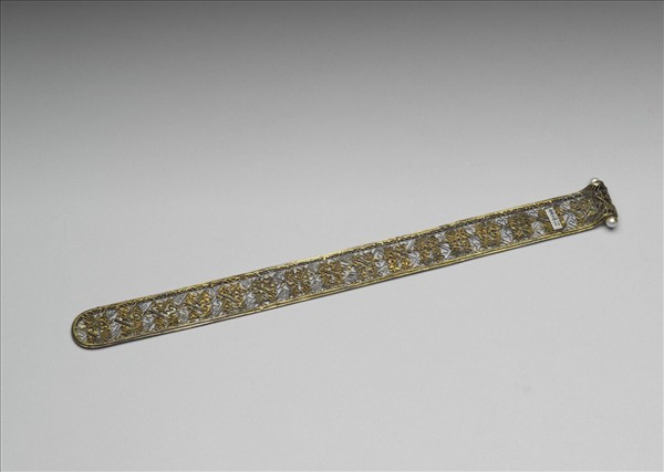 銅鍍金點翠鏤空囍字扁方