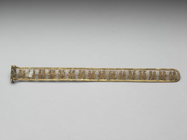 銅鍍金點翠鏤空囍字扁方