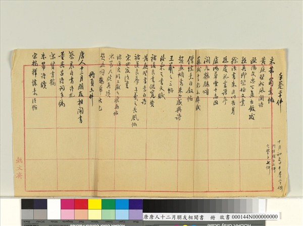 唐人十二月朋友相聞書　冊